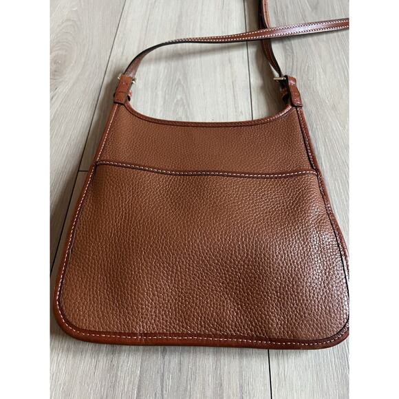Dooney & Bourke Pebble Grain Crossbody Brown Tan Shoulder Bag | Red Interior - Picture 9 of 12
